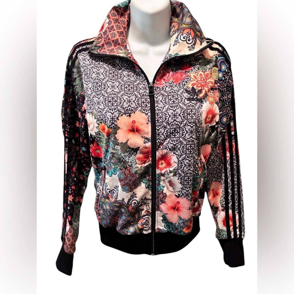 Adidas Originals Jardim Agharta Farm Firebird Floral Track Jacket Black Sz S - Picture 2 of 11